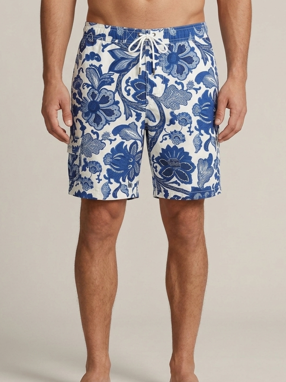 POLO Ralph Lauren Paisley Board 9" Shorts Summer Trunks XL Blue & White